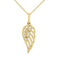1/20 Ctw Petite Angel Wing Round Cut Diamond Fashion Pendant With Chain in 10K Yellow Gold