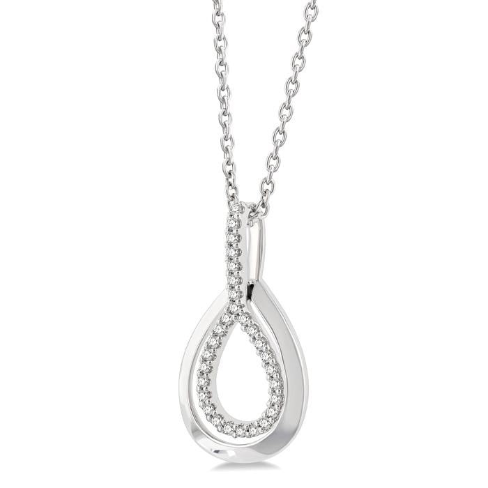 1/10 Ctw Petite Pear Shape Round Cut Diamond Fashion Pendant With Chain in 10K White Gold