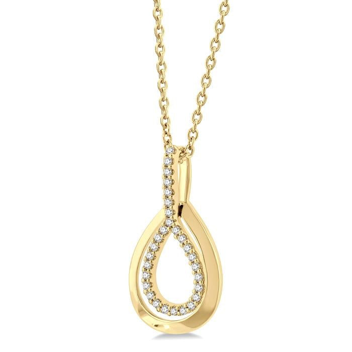 1/10 Ctw Petite Pear Shape Round Cut Diamond Fashion Pendant With Chain in 10K Yellow Gold