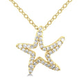 1/6 Ctw Petite Starfish Frame Round Cut Diamond Fashion Pendant With Chain in 10K Yellow Gold
