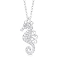 1/6 Ctw Petite Seahorse Round Cut Diamond Fashion Pendant With Chain in 10K White Gold