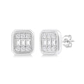 Emerald Shape Bezel Set Petite Fusion Diamond Fashion Earrings