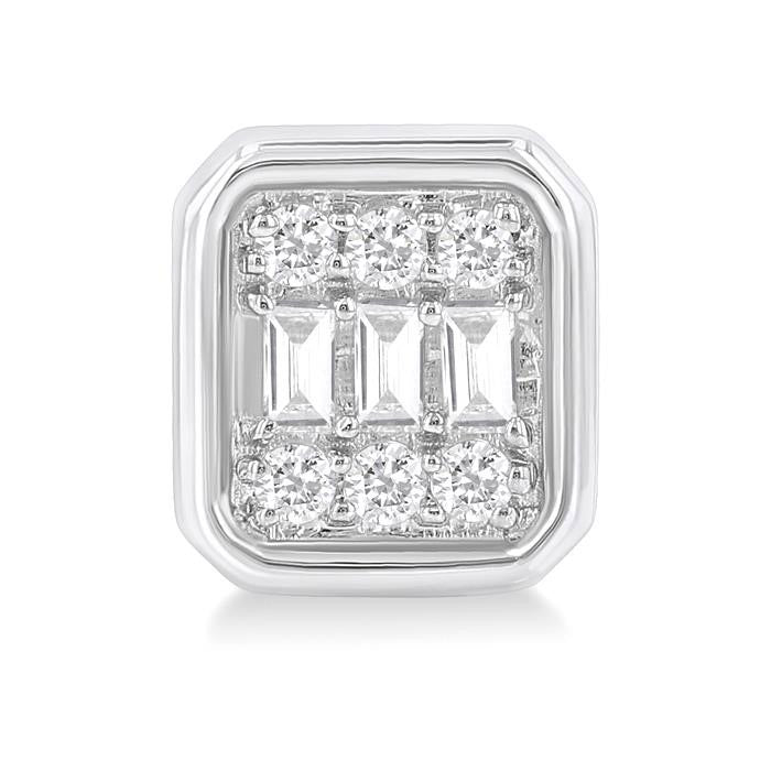 Emerald Shape Bezel Set Petite Fusion Diamond Fashion Earrings