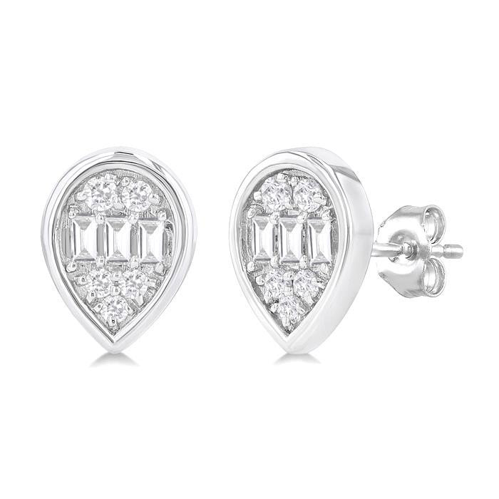 Pear Shape Bezel Set Petite Fusion Diamond Fashion Earrings