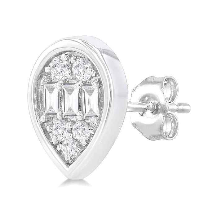Pear Shape Bezel Set Petite Fusion Diamond Fashion Earrings