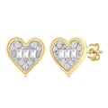 Heart Shape Bezel Set Petite Fusion Diamond Fashion Earrings