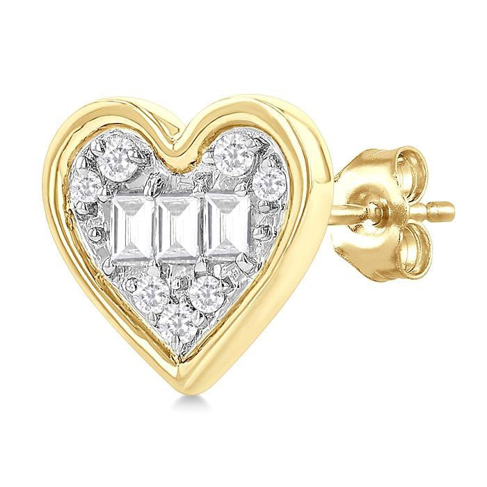 Heart Shape Bezel Set Petite Fusion Diamond Fashion Earrings