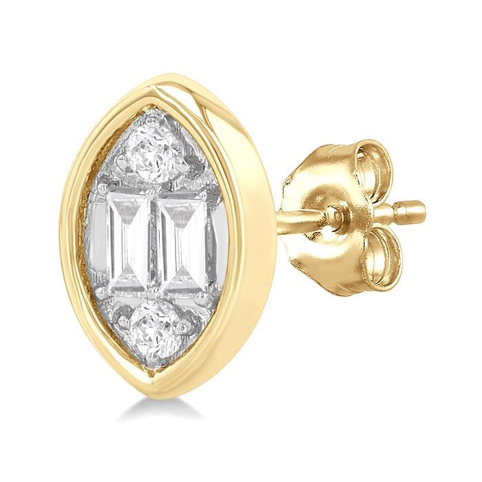 Marquise Shape Bezel Set Petite Fusion Diamond Fashion Earrings