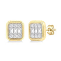 Emerald Shape Bezel Set Petite Fusion Diamond Fashion Earrings