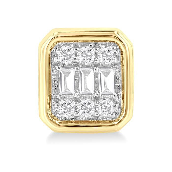 Emerald Shape Bezel Set Petite Fusion Diamond Fashion Earrings
