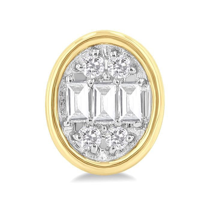 Oval Shape Bezel Set Petite Fusion Diamond Fashion Earrings