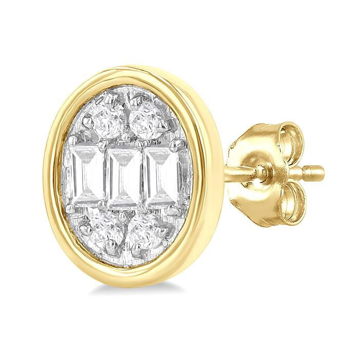 Oval Shape Bezel Set Petite Fusion Diamond Fashion Earrings