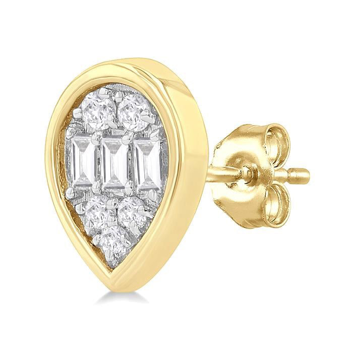 Pear Shape Bezel Set Petite Fusion Diamond Fashion Earrings