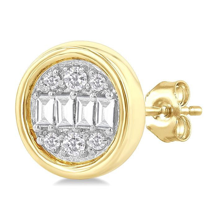 Round Shape Bezel Set Petite Fusion Diamond Fashion Earrings
