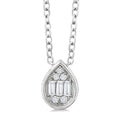 1/6 Ctw Petite Bezel Set Pear Shape Fusion Baguette and Round Cut Diamond Fashion Pendant With Chain in 10K White Gold