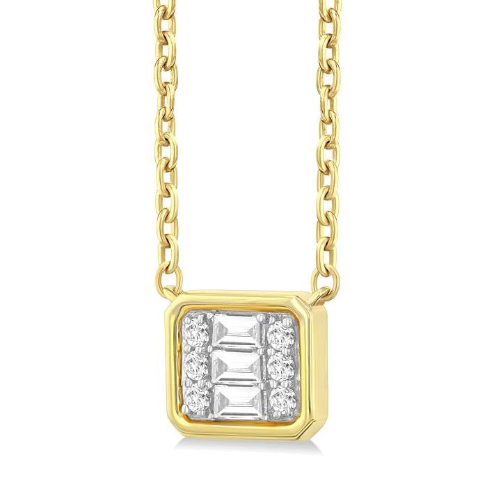 Ivy Nocturne Emerald Shape East-West Bezel Set Petite Fusion Diamond Fashion Pendant
