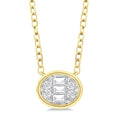 Oval Shape East-West Bezel Set Petite Fusion Diamond Fashion Pendant