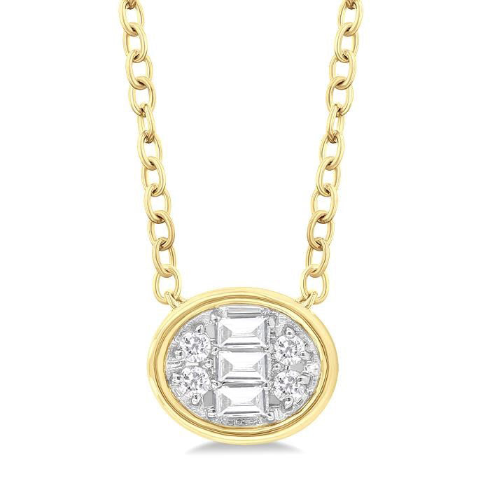 Oval Shape East-West Bezel Set Petite Fusion Diamond Fashion Pendant