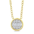 1/6 Ctw Petite Bezel Set Round Shape Fusion Baguette and Round Cut Diamond Fashion Pendant With Chain in 10K Yellow Gold