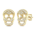 1/6 Ctw Petite Skull Round Cut Diamond Fashion Earrings in 10K Yellow Gold