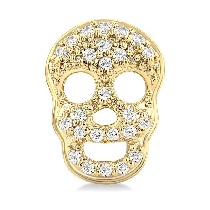 1/6 Ctw Petite Skull Round Cut Diamond Fashion Earrings in 10K Yellow Gold