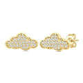 1/6 Ctw Round Cut Diamond Cloud Petite Earrings in 10K Yellow Gold