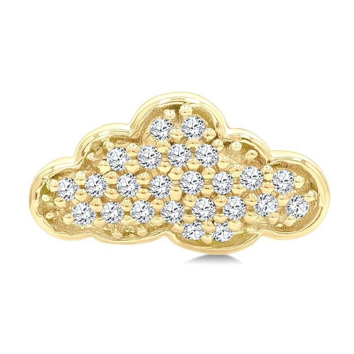 1/6 Ctw Round Cut Diamond Cloud Petite Earrings in 10K Yellow Gold