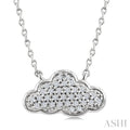 1/10 Ctw Round Cut Diamond Cloud Motif Petite Fashion Pendant With Chain in 10K White Gold