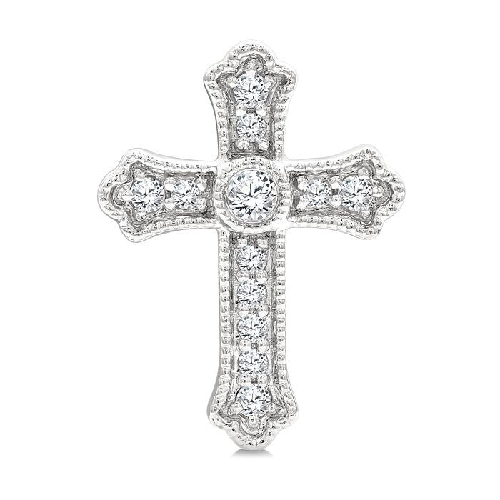 1/5 Ctw Round Cut Diamond Cross Petite Fashion Earrings in 10K White Gold