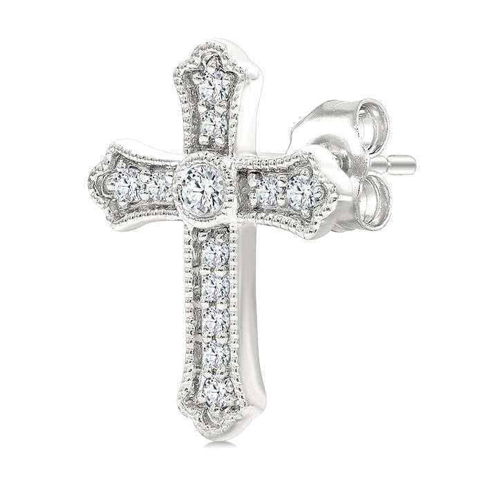 Cross Petite Diamond Fashion Earrings