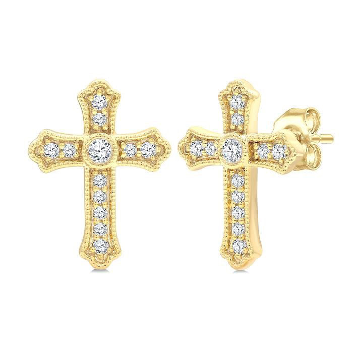 Cross Petite Diamond Fashion Earrings