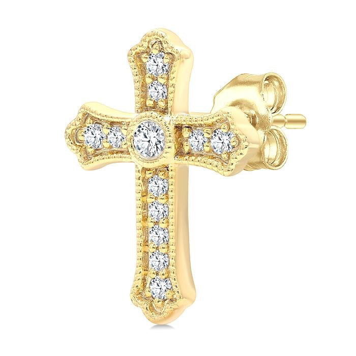 Cross Petite Diamond Fashion Earrings