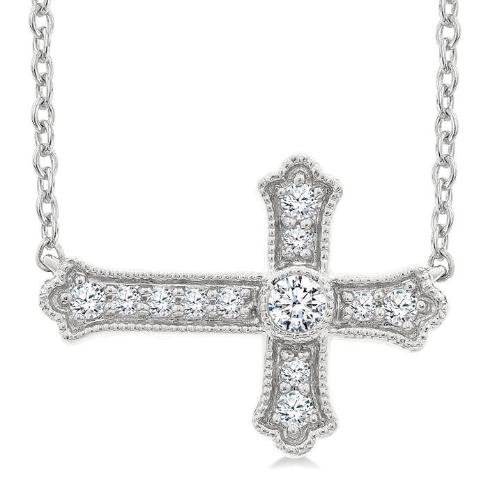 Lysandra Helios Sideway Cross Petite Diamond Fashion Pendant