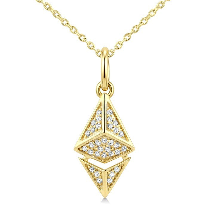 1/10 Ctw Round Cut Diamond Pirouette Ethereum Fashion Pendant With Chain in 10K Yellow Gold