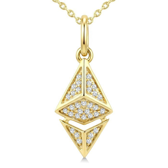 1/10 Ctw Round Cut Diamond Pirouette Ethereum Fashion Pendant With Chain in 10K Yellow Gold
