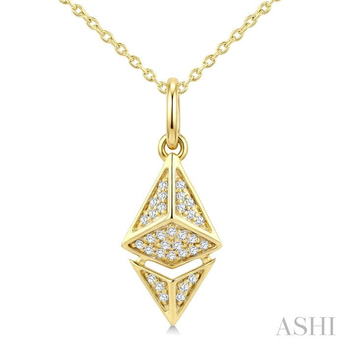1/10 Ctw Round Cut Diamond Pirouette Ethereum Fashion Pendant With Chain in 10K Yellow Gold