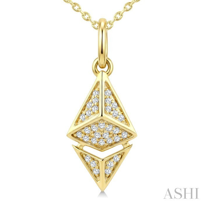 1/10 Ctw Round Cut Diamond Pirouette Ethereum Fashion Pendant With Chain in 10K Yellow Gold