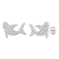 1/6 Ctw Round Cut Diamond Shark Petite Fashion Earrings in 10K White Gold