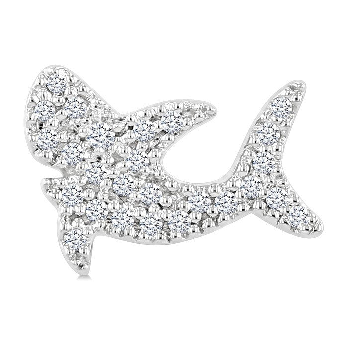 1/6 Ctw Round Cut Diamond Shark Petite Fashion Earrings in 10K White Gold
