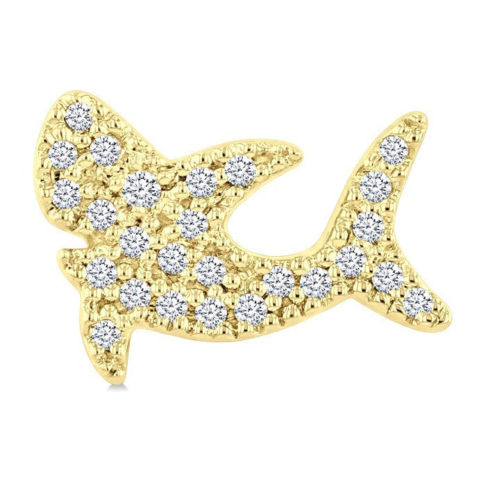1/6 Ctw Round Cut Diamond Shark Petite Fashion Earrings in 10K Yellow Gold