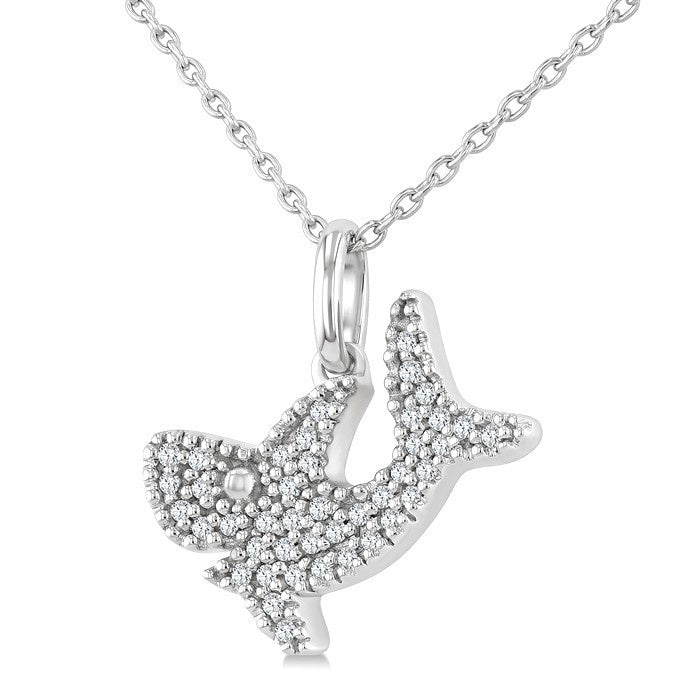 1/8 Ctw Round Cut Diamond Shark Petite Pendant With Chain in 10K White Gold