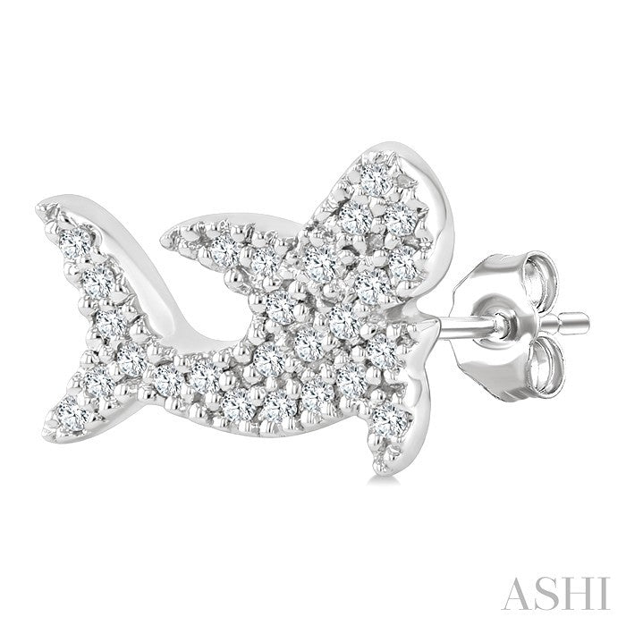 1/6 Ctw Round Cut Diamond Shark Petite Fashion Earrings in 10K White Gold