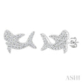 1/6 Ctw Round Cut Diamond Shark Petite Fashion Earrings in 10K White Gold