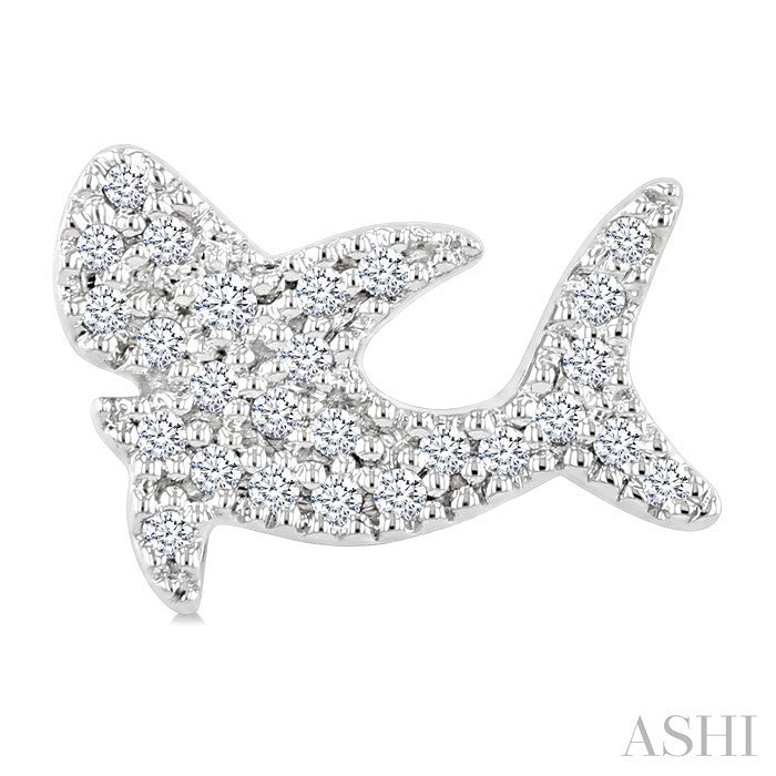 1/6 Ctw Round Cut Diamond Shark Petite Fashion Earrings in 10K White Gold