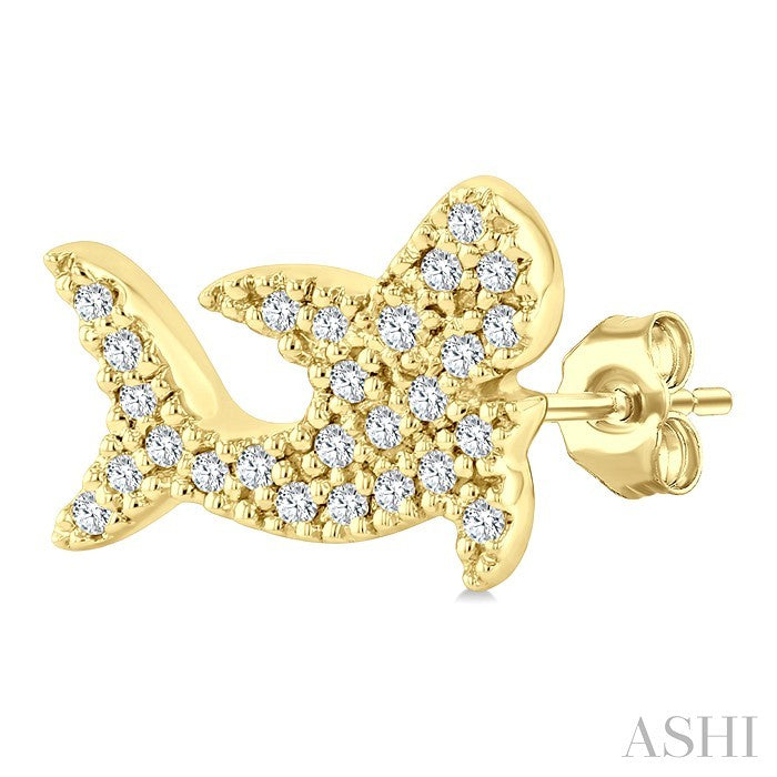 1/6 Ctw Round Cut Diamond Shark Petite Fashion Earrings in 10K Yellow Gold