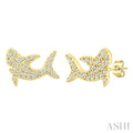 1/6 Ctw Round Cut Diamond Shark Petite Fashion Earrings in 10K Yellow Gold