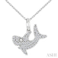 1/8 Ctw Round Cut Diamond Shark Petite Pendant With Chain in 10K White Gold