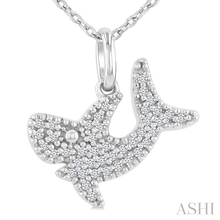 1/8 Ctw Round Cut Diamond Shark Petite Pendant With Chain in 10K White Gold