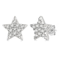 1/10 Ctw Star Round Cut Diamond Petite Fashion Earrings in 14K White Gold