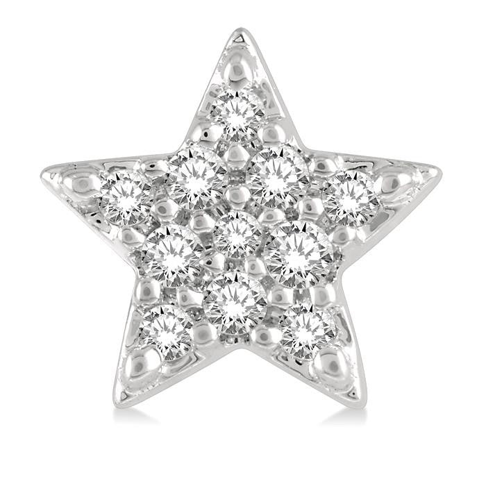 1/10 Ctw Star Round Cut Diamond Petite Fashion Earrings in 14K White Gold
